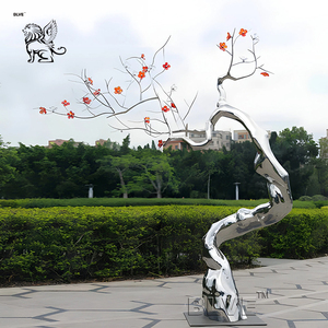 Blve tùy chỉnh trang trí sân vườn phong cách hiện đại Cảnh quan trừu tượng kim loại nghệ thuật gương đánh bóng thép không gỉ cây điêu khắc - Product Image 4