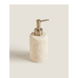 Stonekocc Pierre de travertin en marbre <span class=keywords><strong>Distributeur</strong></span> de <span class=keywords><strong>liquide</strong></span> de salle de bain rechargeable Récipient de <span class=keywords><strong>savon</strong></span> pour lotions avec têtes de pompe en acier inoxydable - Product Image 2