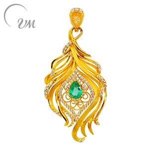 Pendentif en argent 925 plaqué or 18 carats avec émeraude de laboratoire, certifié NGTC, unisexe, pour un usage quotidien, cadeau d'anniversaire de mariage, par UM Jewelry - Product Image 1