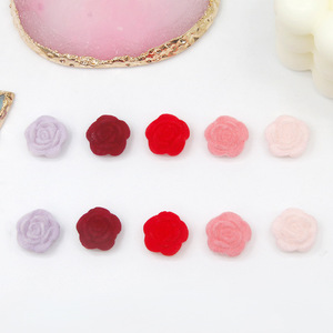 Perles en résine floquées en forme de rose pour bijoux DIY, pinces à cheveux, accessoires de mariage, rose, rouge, bordeaux, violet clair - Product Image 3
