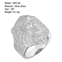 Grande bague en moissanite, tête de lion, bijoux hip-hop, sertie de diamants, argent 925 plaqué or blanc, bague pour homme, moissanite avec certificat