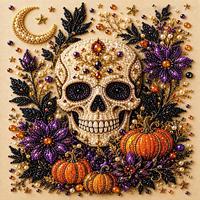 Kit de peinture DIY artisanal de 25 cm, motifs Halloween (fantôme, crâne, sorcière, corbeau, veau, perle), pour décoration murale de maison pour fête de fin d'année