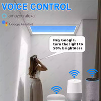 Lámpara de techo de luz azul Natural con Control Wifi Artificial inteligente, decoración interior regulable, 150W, 100 ml/w, tragaluz LED