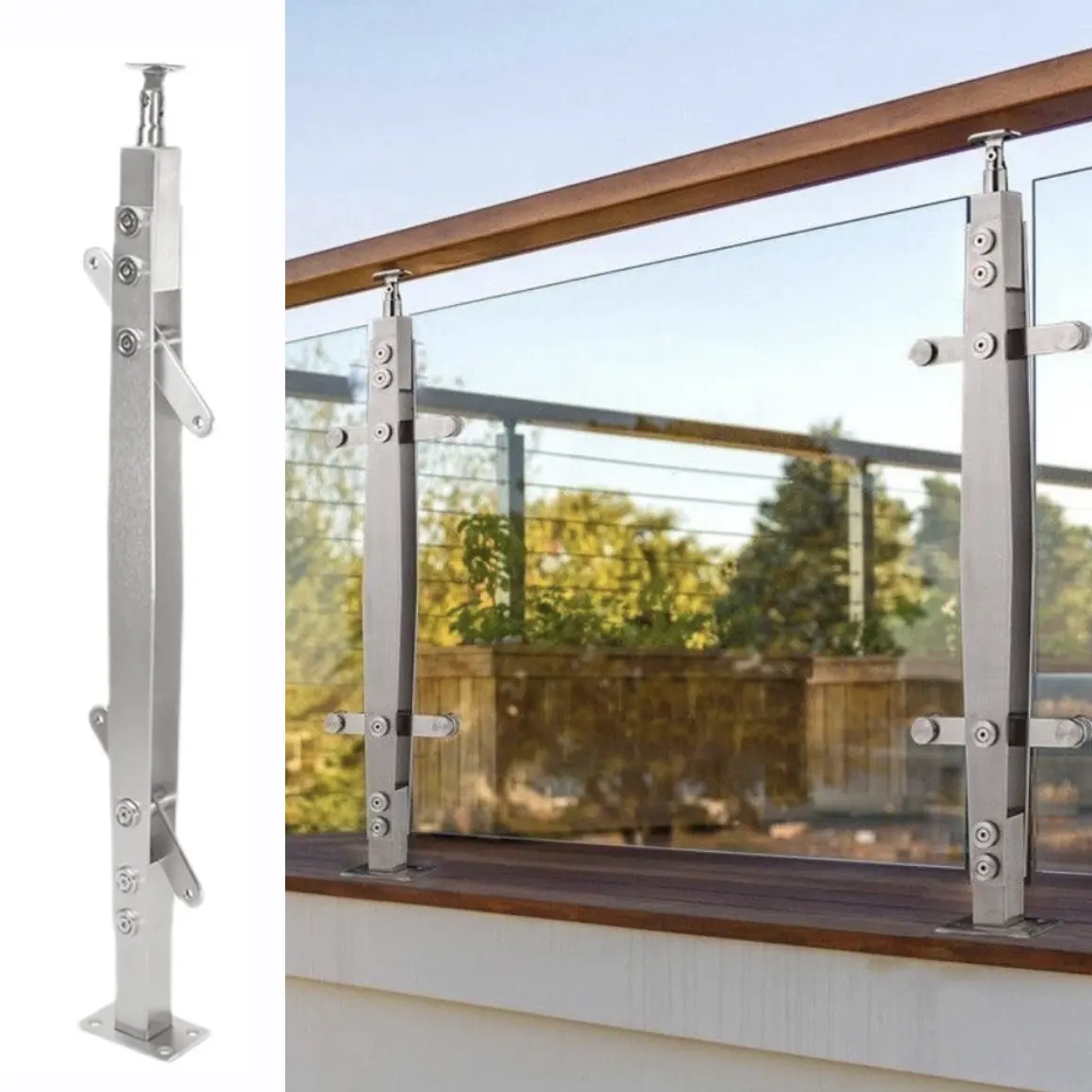 Piattaforma esterna balcone colonna di recinzione in vetro soluzione di progetto domestico e commerciale balaustre per corrimano in acciaio inossidabile
