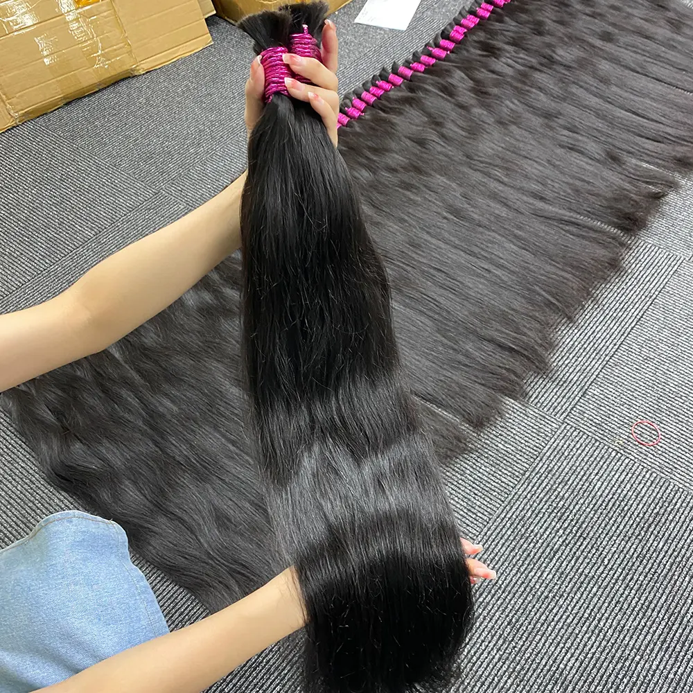 Extensiones de cabello humano e perucas raw hair brasileiros originale naturale indiano capelli alla rinfusa 100% non trasformati