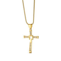 Collier pendentif croix style Dominic Toretto, zircon, acier inoxydable, bijoux tendance, cadeau pour femmes et hommes