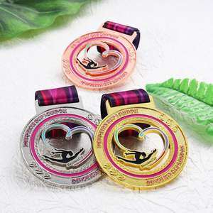 Heart Hollow Design Logo Gymnastics Medals Die Cast Sports <b>Personalised</b> Medal Silver Gold Copper Plated Metal Custom Medallion - Product Image 2