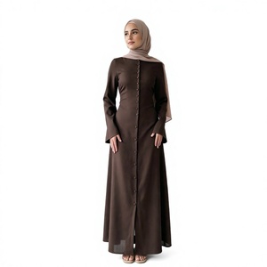 Abaya Islámica Elegante y Modesta para Mujer, Marca Loriya, Larga hasta el Suelo, para Primavera, Verano y Otoño, Transpirable, con Botones y Lazos en la Espalda, Ideal para Bodas - Product Image 3