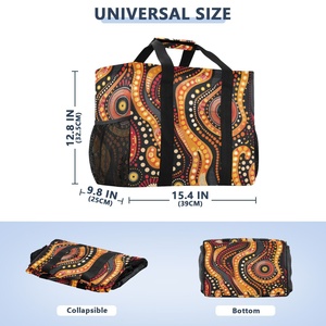 Panier à linge portable robuste en toile à pois, motif art aborigène australien, avec logo personnalisé, sac à poussière réutilisable avec poches en filet - Product Image 3