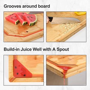 <span class=keywords><strong>Planche</strong></span> à découper en bambou surdimensionnée avec rainure pour le jus, blocs à découper en bambou géants - Product Image 4