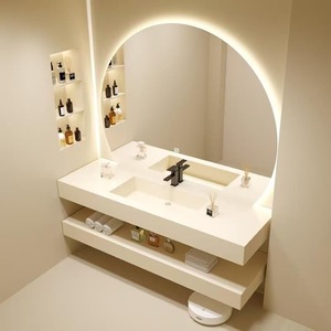 Light luxury modern hotel apartment <b>wall</b> mounted <b>mirror</b> stainless steel bathroom cabinet - Product Image 3