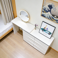 Coiffeuse moderne de luxe en bois avec miroir et tiroirs de rangement, meubles de salle de bain, ensembles de coiffeuses pour chambre à coucher