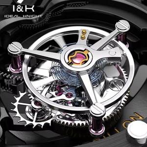 Reloj de pulsera mecánico automático de lujo de alta gama con tourbillon real IDEAL KNIGHT para hombre, transparente y hueco, ideal para dropshipping. - Product Image 5