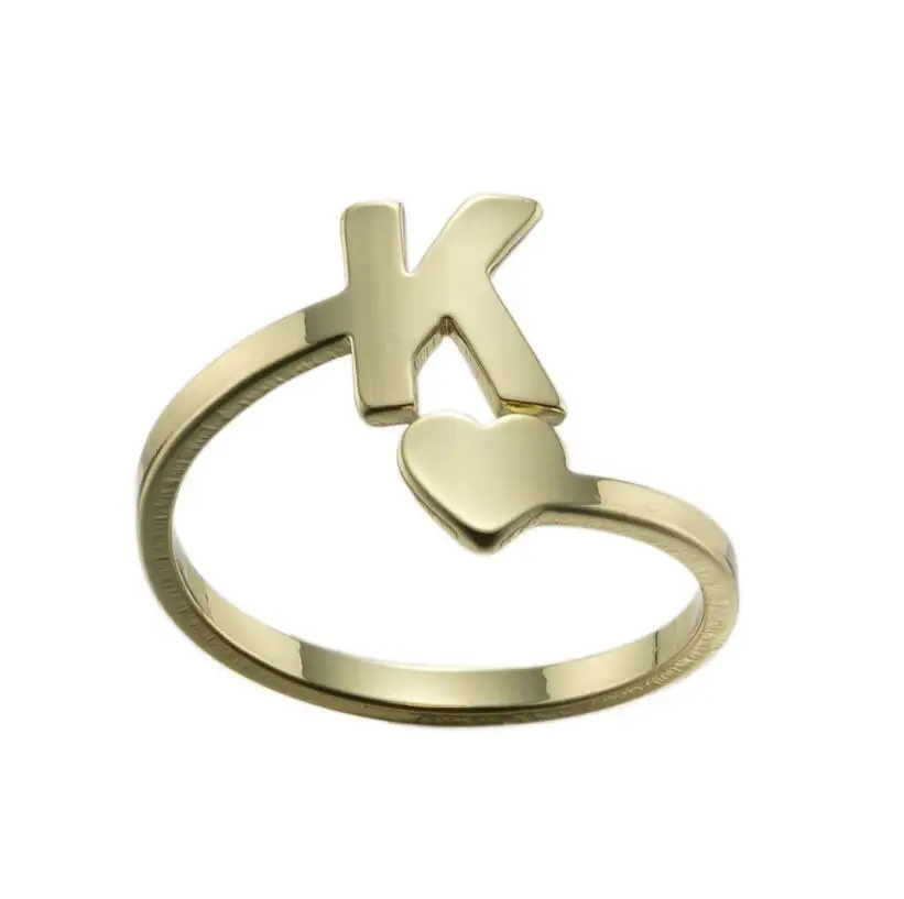 Hart Brief Ring Rvs Alfabet Letters Manchet Gold Initial Ring Letters Resizable Knuckle Ring