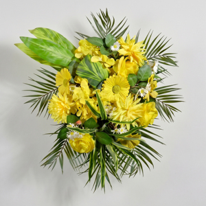 Bouquet de fleurs artificielles jaunes, couronnes et guirlandes décoratives, arrangement floral pour la maison, les mariages, les fêtes et les événements - Product Image 1