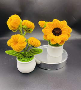 Pianta <span class=keywords><strong>di</strong></span> Girasole in Vaso <span class=keywords><strong>con</strong></span> Filo Intrecciato, Regalo <span class=keywords><strong>di</strong></span> <span class=keywords><strong>Capodanno</strong></span> o Compleanno, Fiore Artificiale Fatto a Mano, Decorazione da Scrivania - Product Image 3