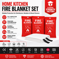 Couverture anti-feu d'urgence en fibre de verre pour cuisine, 1m x 1m