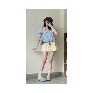 Jupe-short taille haute pour femme, très populaire – Bande élastique extensible, short intégré, fermeture brodée courte pour l'été, échantillon gratuit - Product Image 1