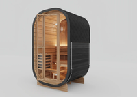Sauna infrarouge extérieur moderne pour 2 personnes avec panneau de commande numérique et fenêtres de traversée en bois massif pour appartement ou chambre
