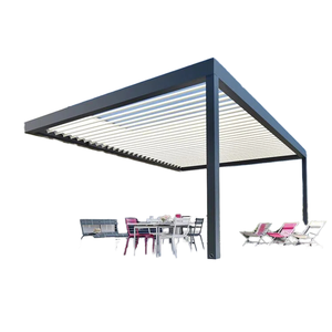 Pérgola de aluminio con control remoto eléctrico automático, toldo de jardín con lamas orientables, impermeable, moderno, para exteriores, con garantía de 10 años - Product Image 1