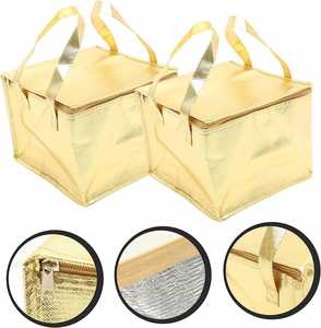Bolsa Térmica Plegable Color Dorado para Comida, Bolsa de Compras Aislada para Picnic, Bolsa de Comida para Llevar de Tela No Tejida con Cierre - Product Image 4