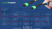 Kabel UNIQFIBER High Performance OM5 50/125m MPO/Harness Multimode 12F MPO/PC(F)-4F Duplex LC/UPC LSZH Tipe Jaket B Polarity