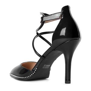 Chaussures habillées à talons aiguilles en PU confortables pour femmes, à bout pointu, à brides croisées à la cheville, à perles, style D'Orsay - Product Image 3