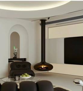 Fabricante Estufa de chimeneas de leña para interiores personalizada <span class=keywords><strong>Chimenea</strong></span> colgante decorativa montada en el techo Calefacción Fuego real - Product Image 1