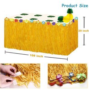 ハワイアロハビーチパーティーパームフラワーリースフラッグガーランドテーブルスカートフラミンゴパイナップル傘カップケーキトッパーストロー装飾 - Product Image 4