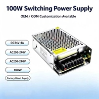 Fuente de Alimentación Conmutada OEM de Fábrica 100W 24V 4A, Adaptador de Corriente Industrial AC200-240V a DC24V para Luces LED y Equipos de Seguridad
