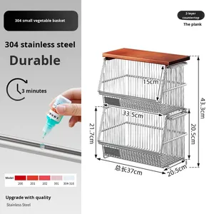 Second-hand Standing Type Double Tier Stainless Steel Multi-function Layered <strong>Storage</strong> Rack for Snack and Cup <strong>Storage</strong> - Product Image 2
