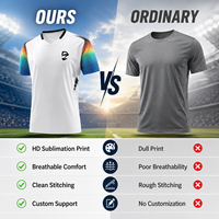 Camiseta de Fútbol Personalizada por Sublimación para Hombre, Cuello Redondo, Anti-UV, Secado Rápido, Transpirable, Ligera, con Logotipo, Número y Equipo Deportivo