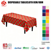 Nappe jetable moderne en PEVA, écologique, motif pois rouges et verts, imperméable, en plastique, pour Noël, vente en gros