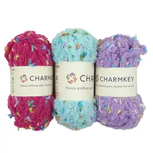 Light purple feather chenille new type fancy yarn for crocheting carpet