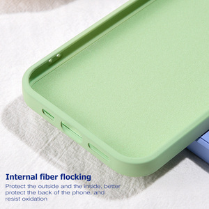 Para iPhone 15 14 13 12 11Pro Max cubierta completa de silicona líquida funda de teléfono microfibra suave piel sensación funda de teléfono - Product Image 3