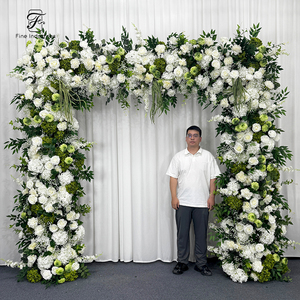 Arco de Flores Artificiales de Seda Verde y Blanca, Diseño Cuadrado de Una Sola Cara, Realista y Ligero, Ideal para Graduaciones, Pascua y Navidad - Product Image 1