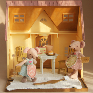 Búp bê chuột thu nhỏ với cảnh tiệc trà, đồ chơi sang trọng thủ công dễ thương cho Nhà búp bê - Product Image 3