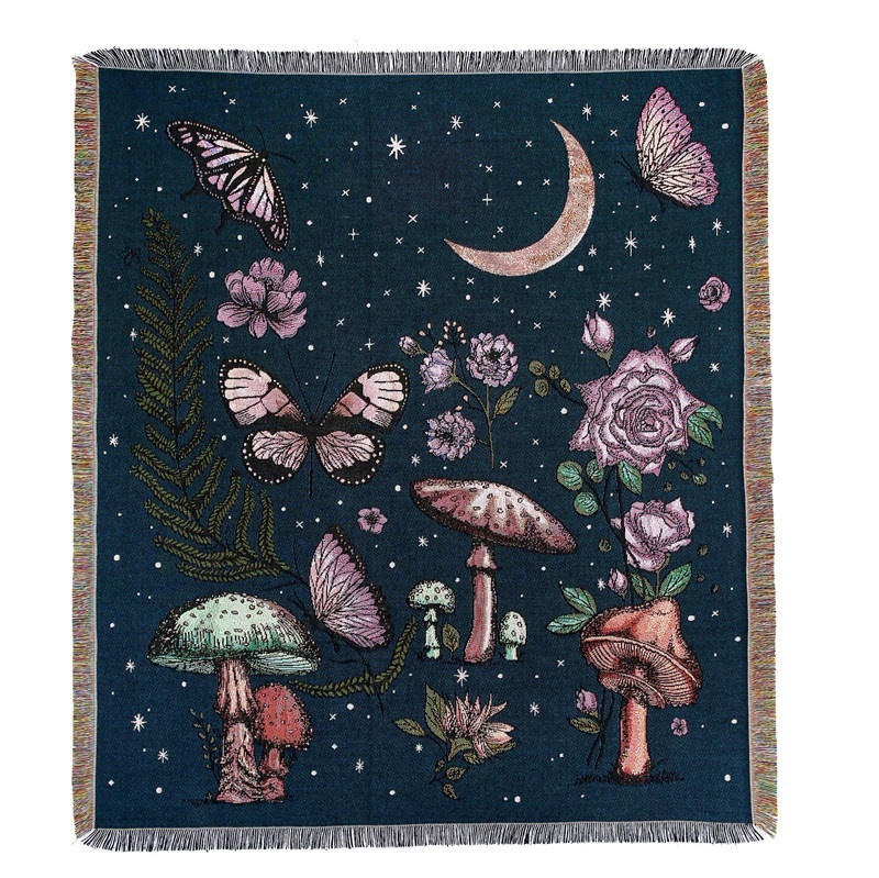 Custom logo Woven Jacquard Throw Picnic