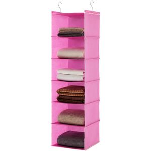Organizador de armario colgante de 6 estantes, 33x15x85cm, estantes de almacenamiento plegables con 2 ganchos para ordenar el dormitorio - Product Image 1