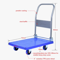 Chariot à plateforme pliable de 400 kg avec roues TPR silencieuses pour la logistique d'entrepôt