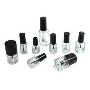 5ml/10ml/15ml/20ml ריק ברור זכוכית לק בקבוק עם מכסה מברשת צבע דבק מכולות נייל אמנות בקבוקי עגול כיכר צינור