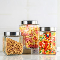 Bocaux en verre sodocalcique avec couvercle hermétique, grands, transparents et brillants, pour cuisine et garde-manger, pour lait en poudre, cornichons, céréales et grains