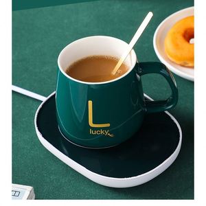 Xxz766 Ensemble de tasses à café en céramique de porcelaine blanche de luxe de style européen pour couple, boîte cadeau, chauffe-tasse - Product Image 6