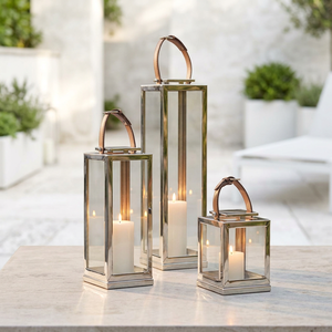 Faroles de Metal de Acero Inoxidable de Lujo en 3 Tamaños para Decoración del Hogar y Patio - Product Image 2