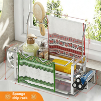 Égouttoir de comptoir multifonctionnel en acier inoxydable 304 durable et antirouille pour éponge et torchon de cuisine