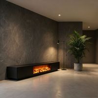 Meuble TV Minimaliste Italien de Haute Qualité, Moderne, Noir, avec Cheminée 3D et Décoration Flamme Simulée, Ensemble Support TV