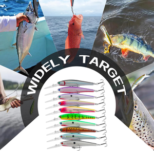 Kit de 10 leurres durs de type Minnow Jerkbait pour la pêche en eau profonde, pour la <span class=keywords><strong>truite</strong></span>, le brochet, le bar, le poisson-bleu, en eau salée et en eau douce, pour la pêche à la traîne - Product Image 5