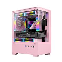 AntarcChill Pink Micro-ATX Computer Case Two-Sided Tempered Glass Panel Mid Tower Gaming PC Cabinet in Stock