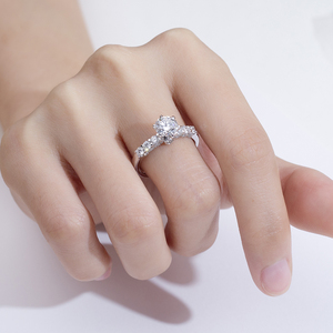 Anillo de diamantes cultivados en laboratorio Messi Jewelry MSR-2034 PT950 de forma redonda para mujer - Product Image 5