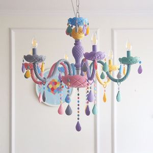 New Style Indoor Decorative Kids Bedroom Pendant <b>Light</b> Modern Colored Crystal Beads <b>Chandelier</b> - Product Image 4
